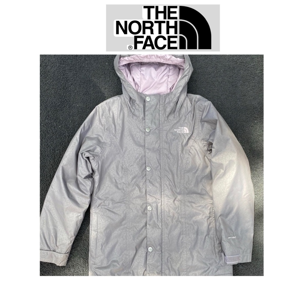 The North Face Kids Dryvent Gray Hooded Raincoat Fall Coat M 10/12 Excellent Con